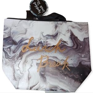 NWT Black & White Marble Print Insulated Lunch Tote